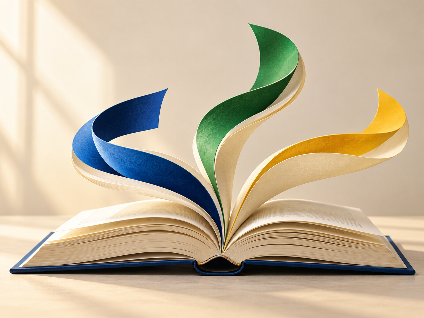 صورة تعبيرية لكتاب تنبثق منه مسارات بألوان هوية الأكاديمية